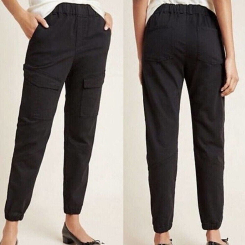 Young Fabulous & Broke Black Cargo Jogger Pants Sz M Cinched Waist and Ankles
